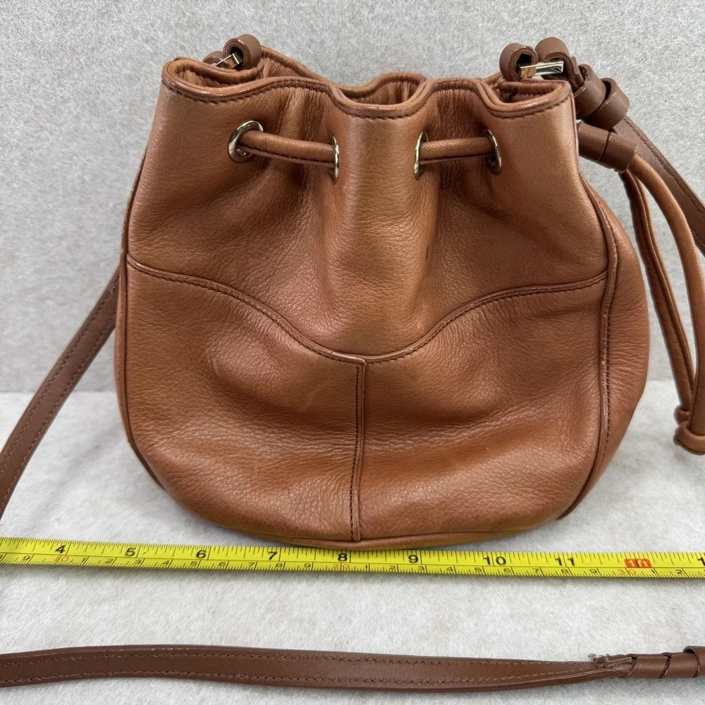 Cole‎ Haan Bag Womens Small Brown Bucket Drawstring Crossbody Leather Pebbled